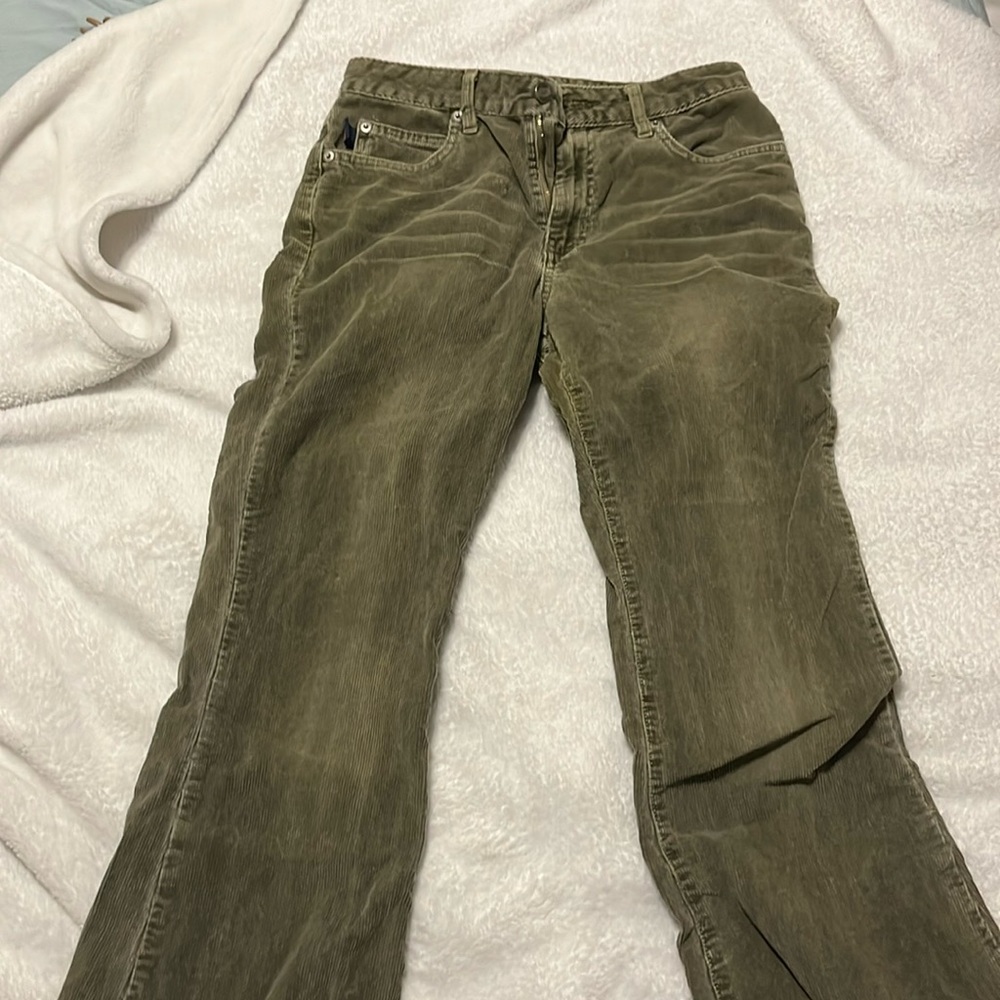 Green wide leg corduroys